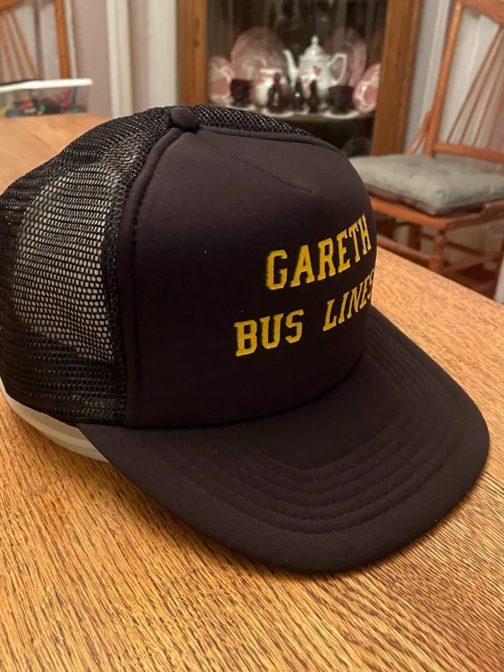 Vintage Gareth Bus Lines Black Snapback Trucker Hat Cap by Universal